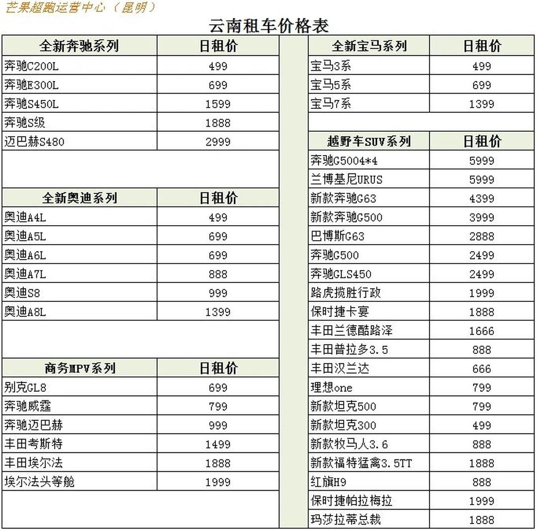 慈溪租车公司价格表_慈溪租车公司价格表最新