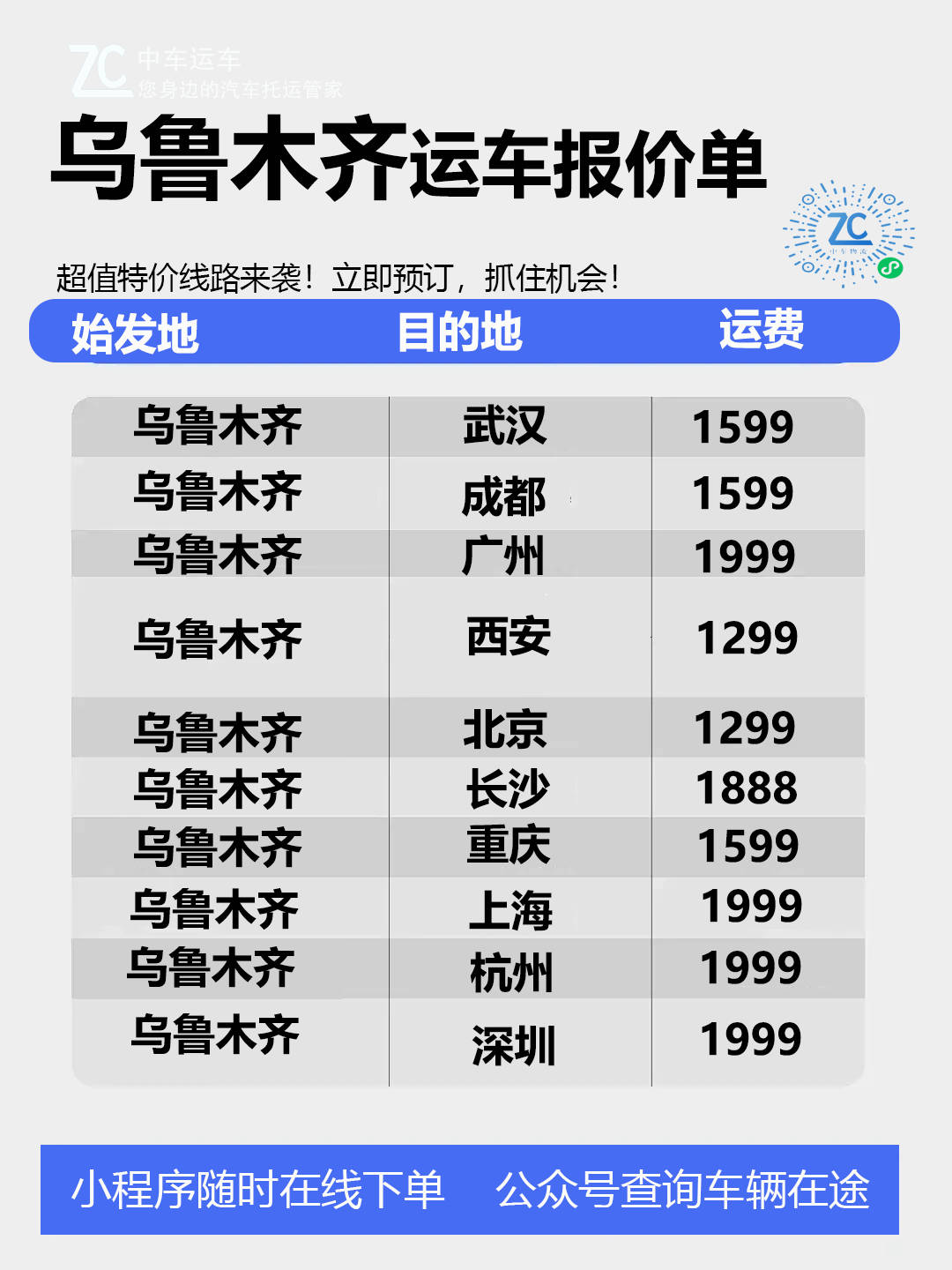 全国汽车托运价格表_全国汽车托运价格表查询