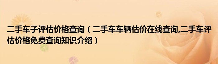 二手车怎样评估价格_二手车怎样评估价格查询